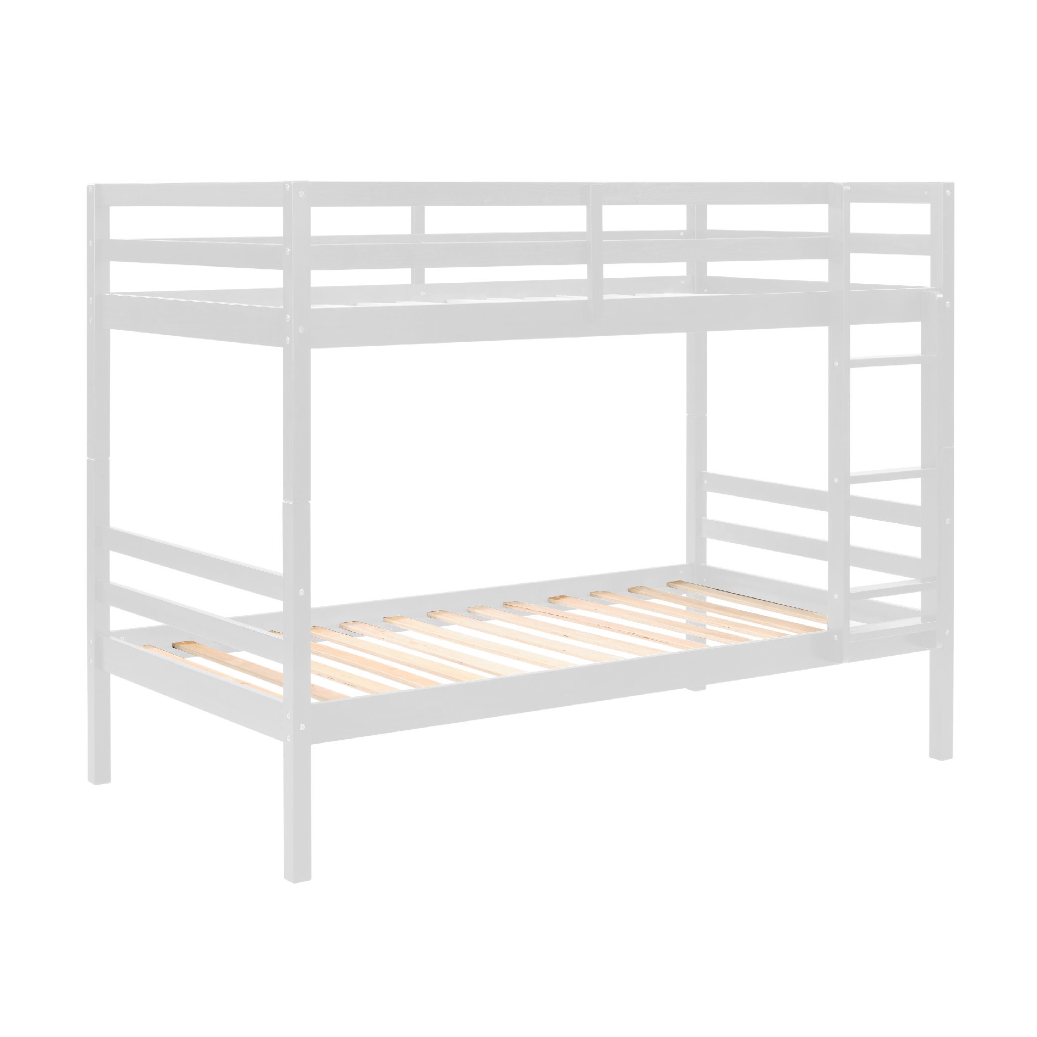 Twin Over Twin Bunk Bed With Ladder,Wooden Bunk Bed With High Guardrail And Ladder For Kids, Teens, Dorm Rooms, And Guest Rooms,No Box Spring Needed,White_voghion.com